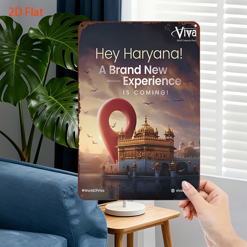 photo de l'article plat 2d, 1 pièce décoration   en métal vintage 2d - 20x30cm - panneau hey haryana ! une   expérience   avec trous pré-percés pour une installation facile,  , impression de haute qualité, prix   et livraison gratuite, décoration murale pour lextérieur, clubs