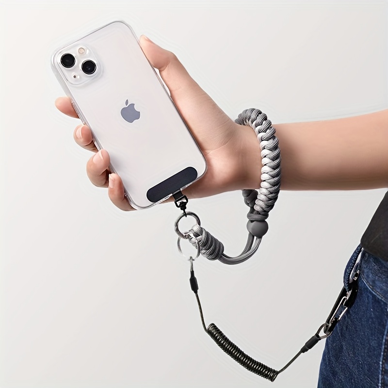 TEMU 1 Cordón para teléfono europeo antipérdida y antirrobo, con material anticorte de acero incorporado, diseño antirrobo con de metal, gancho