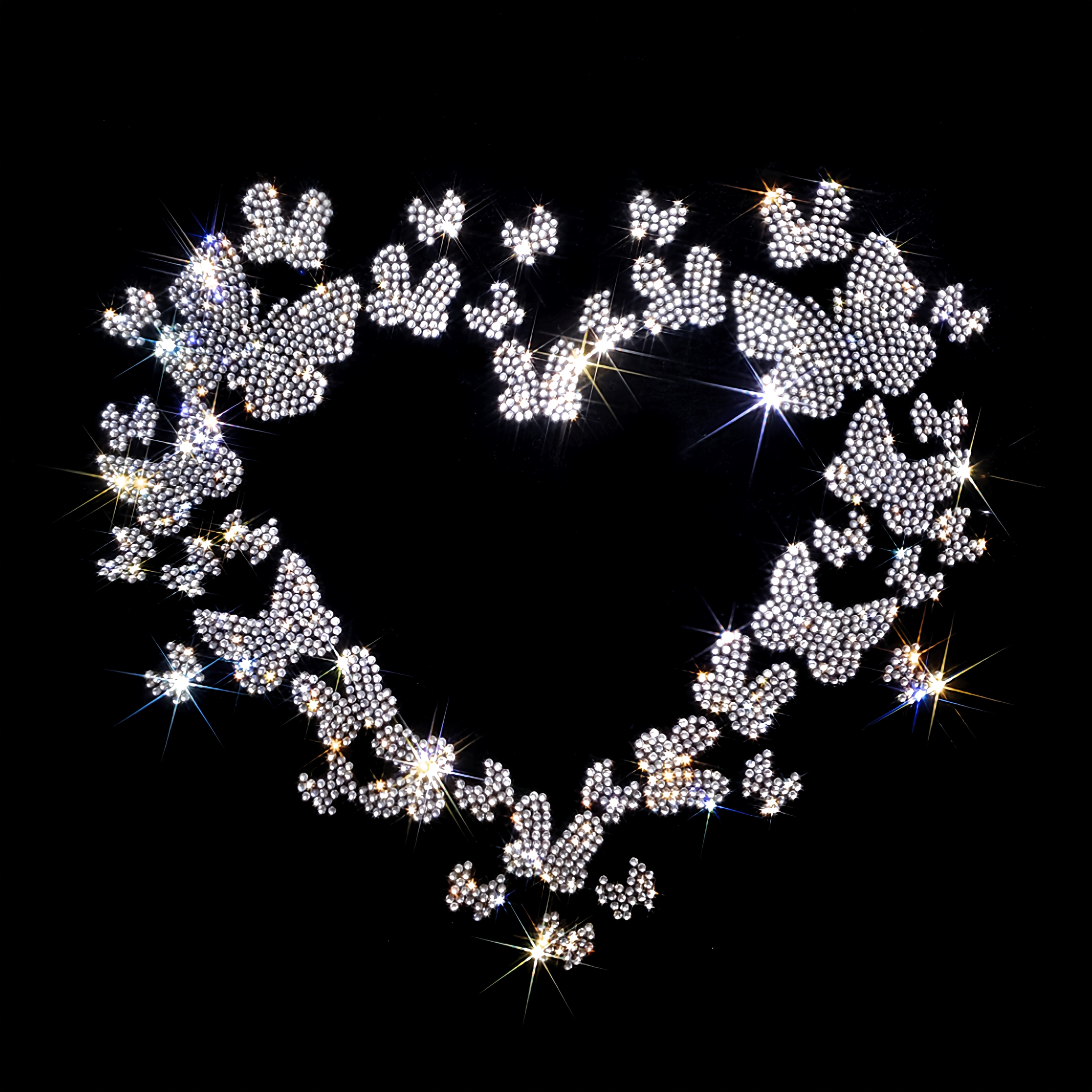 

Elegant Heart & Rhinestone Applique - Iron-on Sparkling Embellishment For , Jackets, Bags & Home Decor