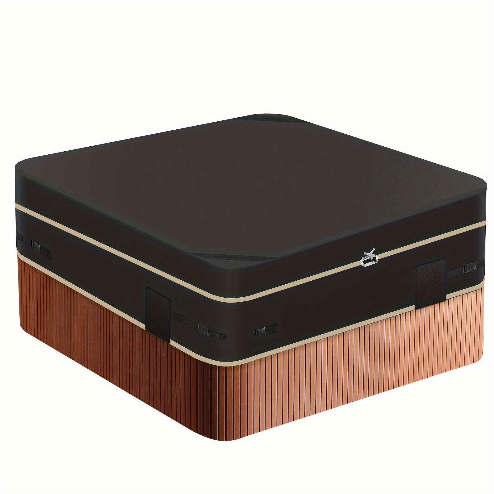 Yer Üstü Havuz Küveti Koruyucu Örtü, 600D Ağır Hizmet Tipi UV Dayanımlı Spa Kapağı, Her Hava Koşulunda Koruma Sağlar, 241,3cmx 241,3cmx 50,8cm'ye Uyar