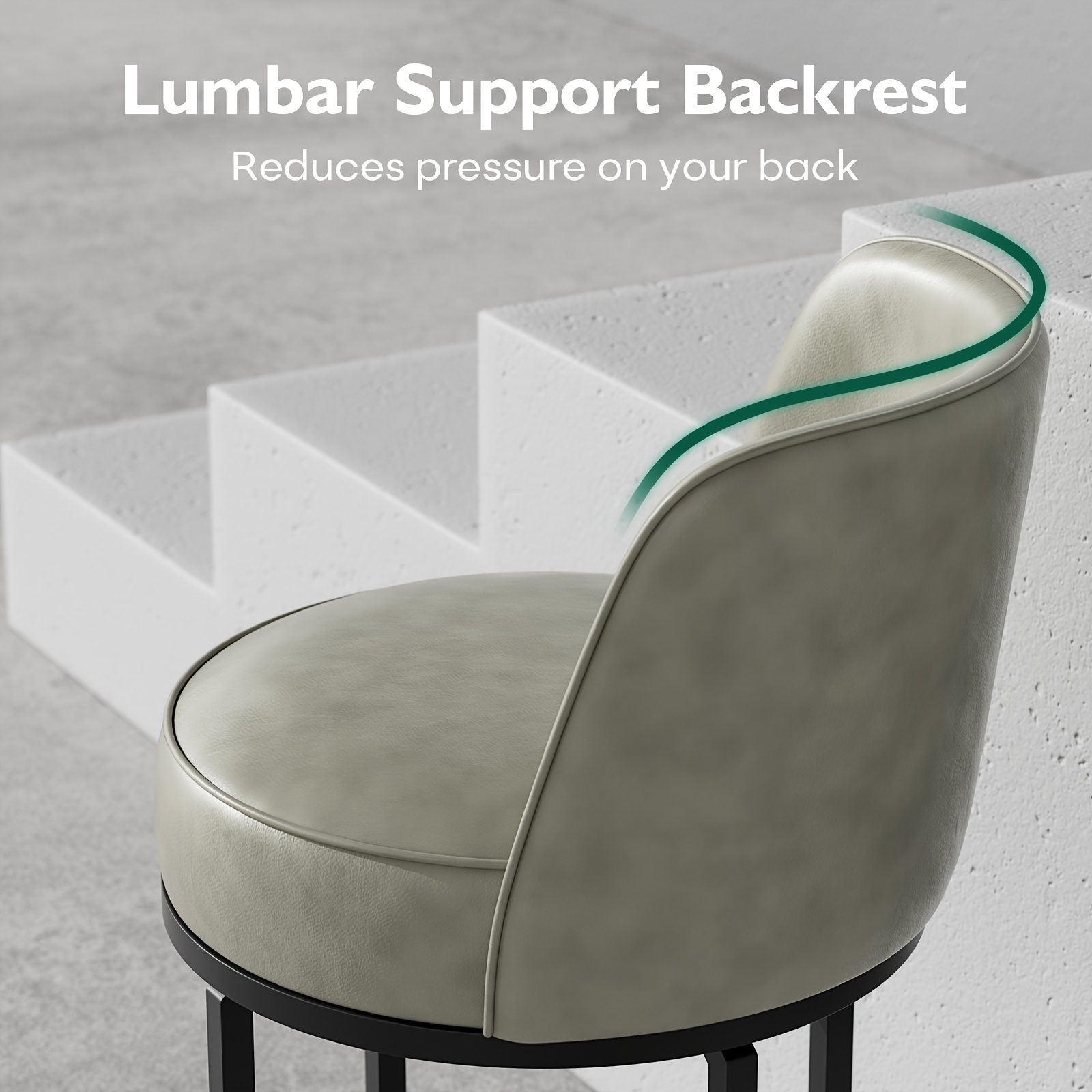 Office Products Office Furniture Guest & Reception Chairs, Counter Height Bar Stool, Swivel Barstools Set of 4, Upholstered Barstools with Backs, Metal Base, 26