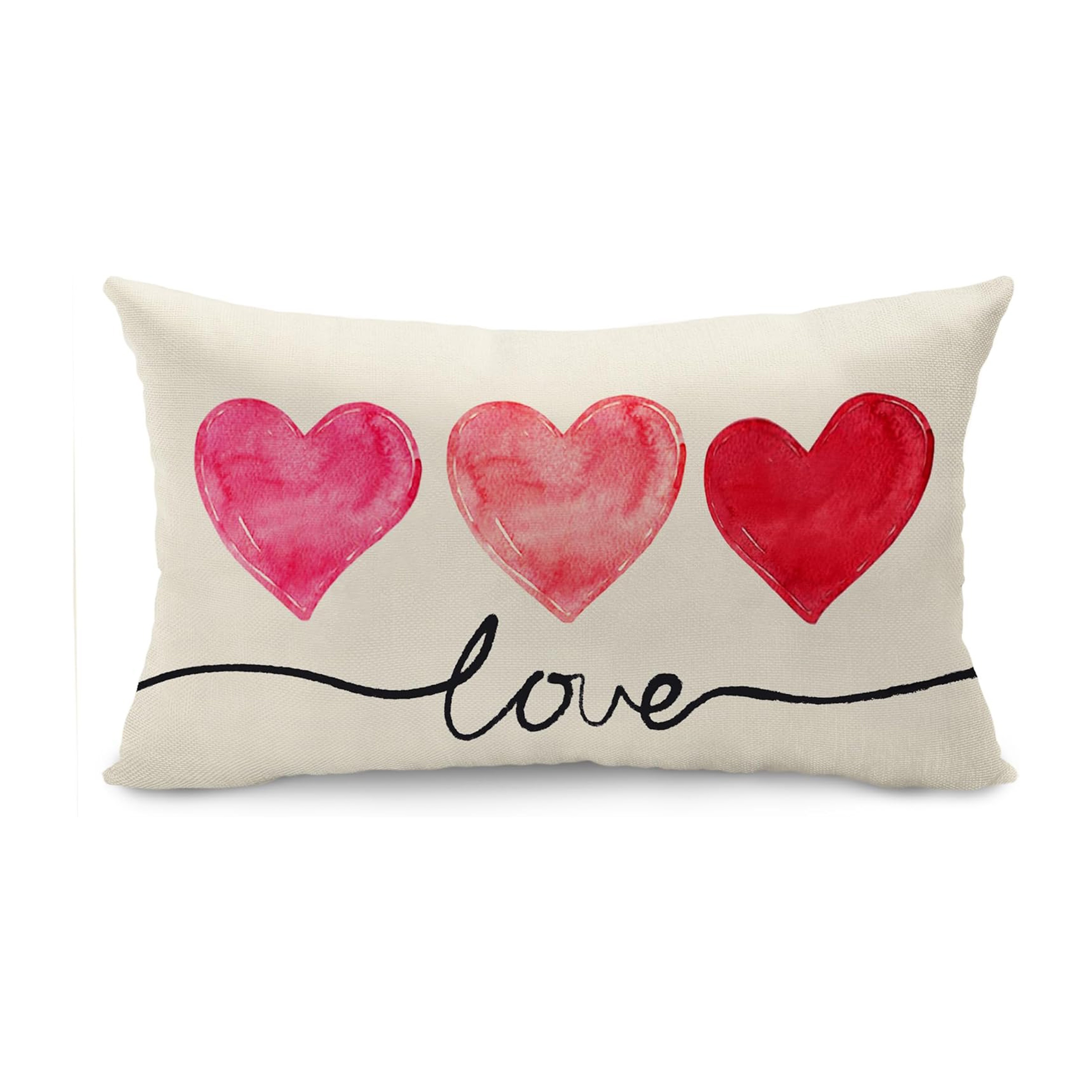 TEMU Valentine's Day Throw Pillow Cover 1pc - Heart Pattern Case, Contemporary Style, Machine Washable, Zippered Polyester Decorative Pillowcase For Home And Room Types, Single Side Print (no Insert)
