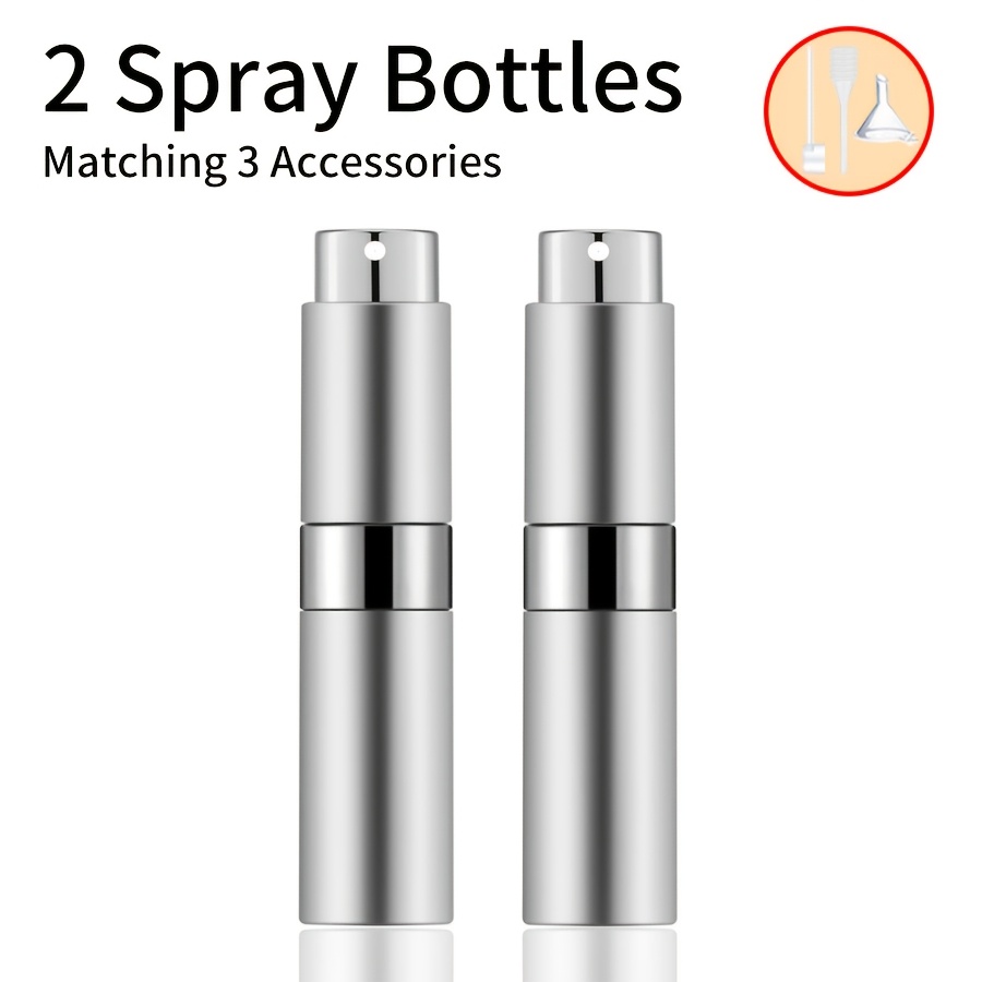 

2pcs+3 Accessories 8ml Travel Perfume Sprayer Refillable, Includes Bottles, 1 Funnel, 1 Dispensing , 1 Spring Straw, Mini Spray Bottle Empty, Small After-shave Portable Liquid Dispenser Sprayer