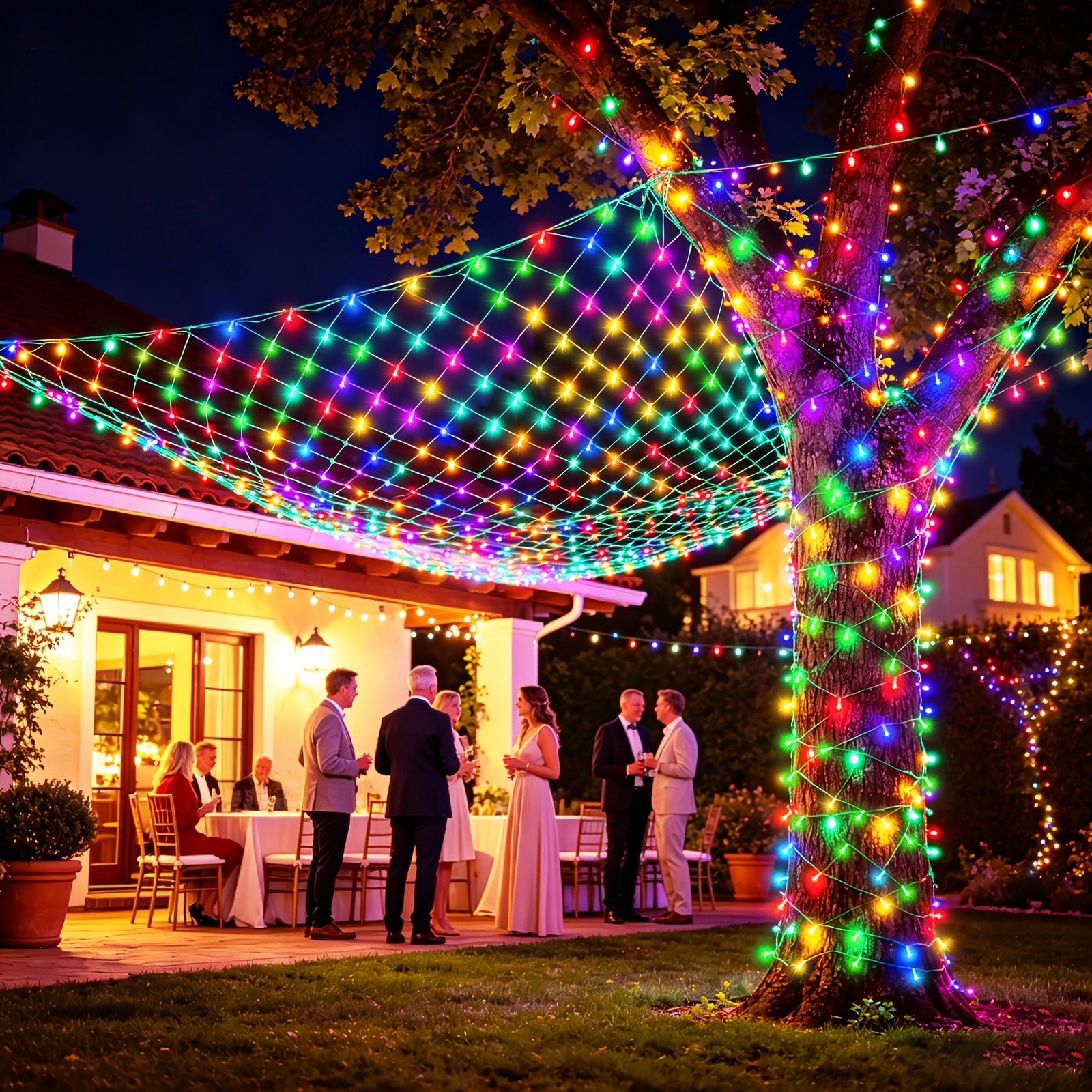 TEMU Guirlande lumineuse décorative solaire extérieure en 218ED, guirlande lumineuse de Noël colorée pour extérieur, 8 , minuterie, télécommande,