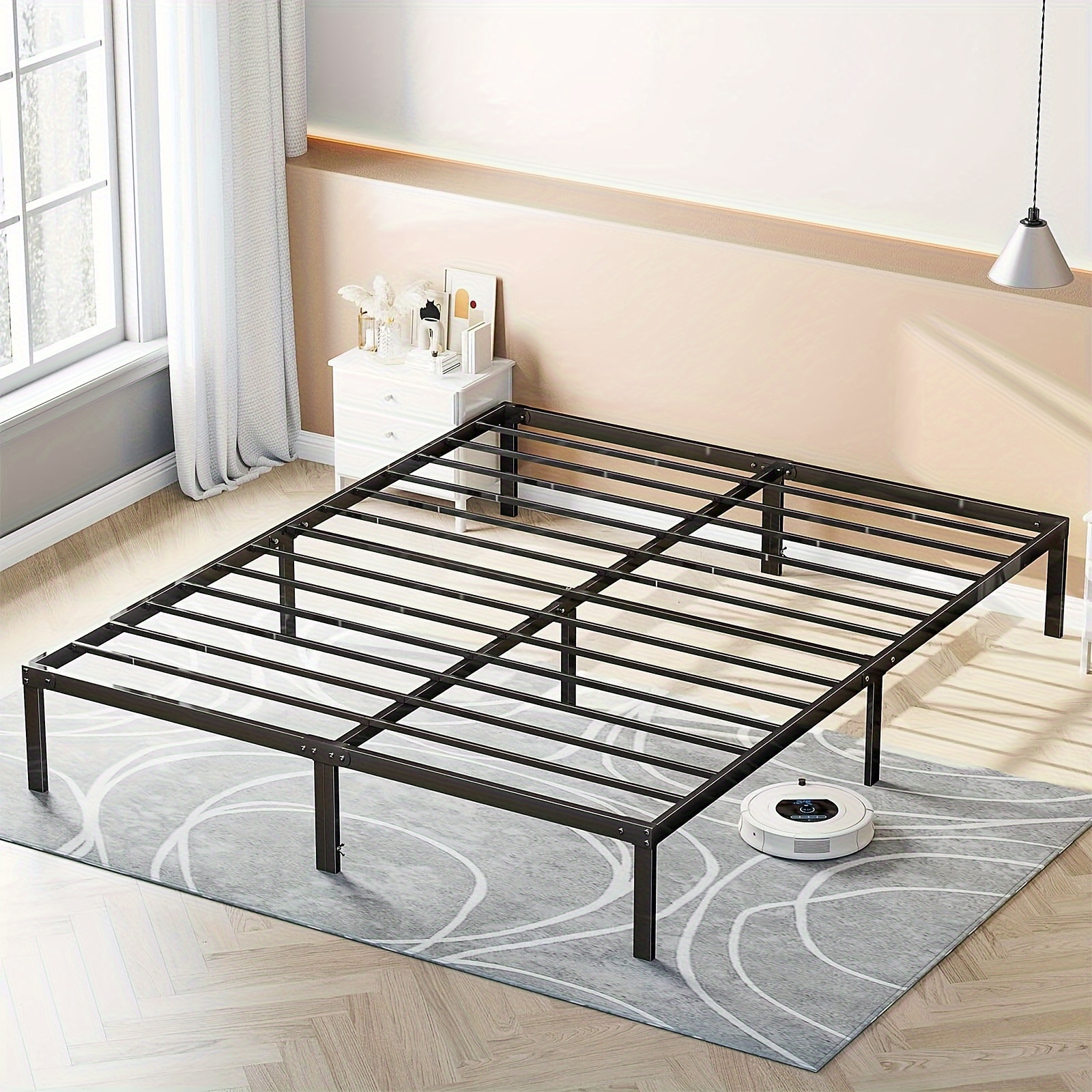 

Queen Bed Frame - Heavy Duty Metal Platform Bed Frames Queen Size With Storage Space Under Frame, 14inches, Sturdy Steel Slat Support, No Box Spring Needed