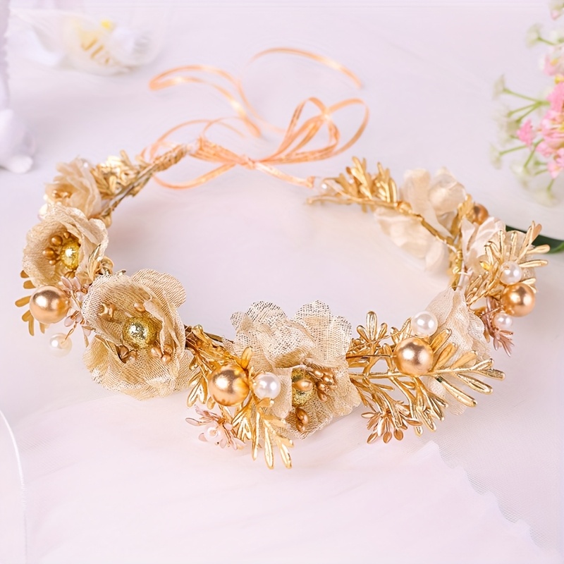 Artificial Flower And Leaf Headband For Women's Halloween And Christmas Party Accessories