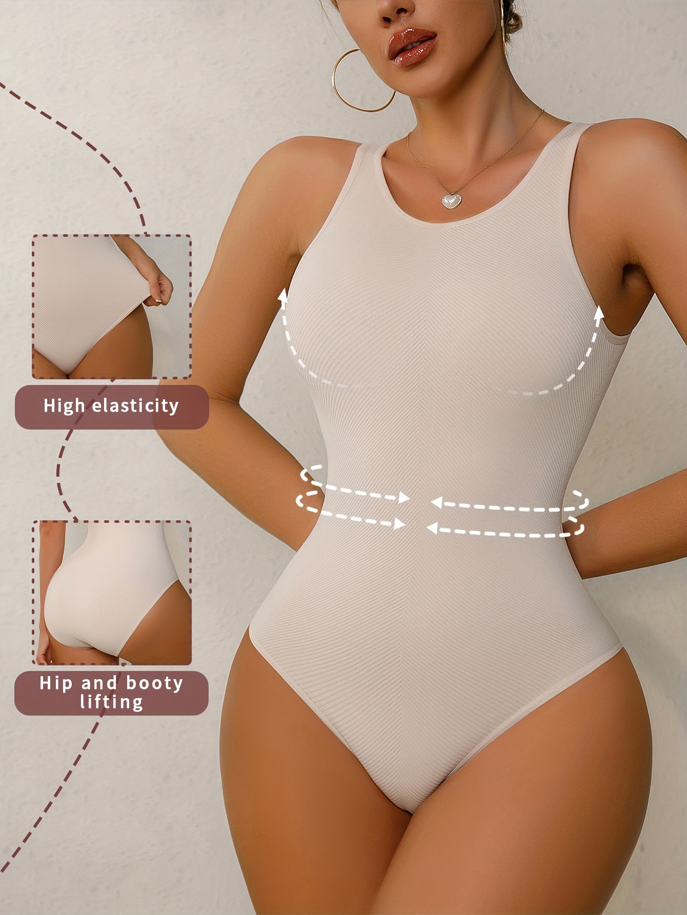 Simple Solid Shaping Bodysuit Tummy Control Butt Lifting - Temu