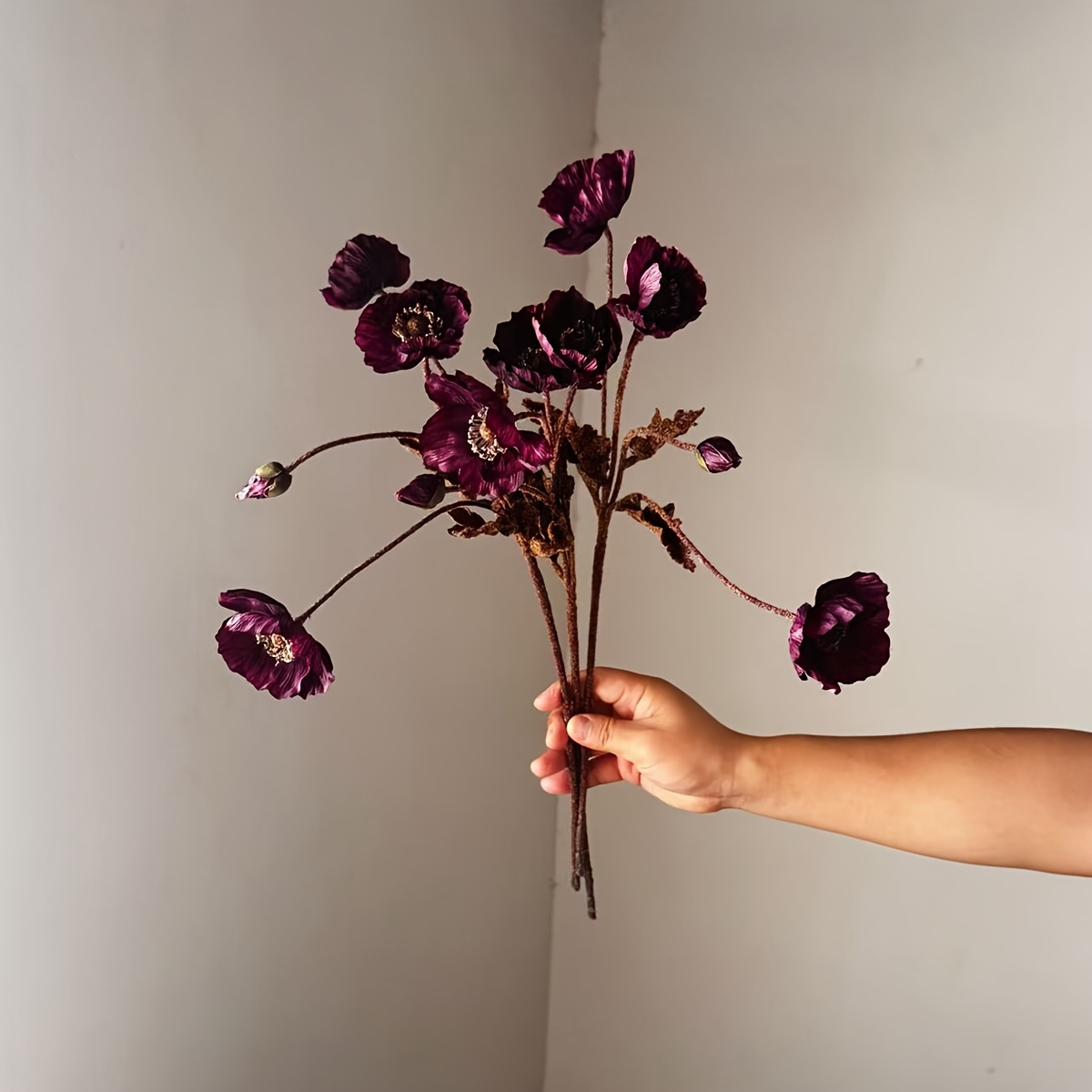 Image of 3pcs Artificial Poppies () Home Decor, 23.6 Inch (60cm) Wedding Bouquet. Faux Flower Poppy Centerpiece. Artificial Coral Flowers Thanksgiving Fall Color Arrangement.