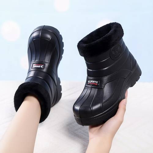 item picture winter 1pc molded high quality snow boots with thickened plush lining for slip resistant wear resistant and thick soled winter ankle boots