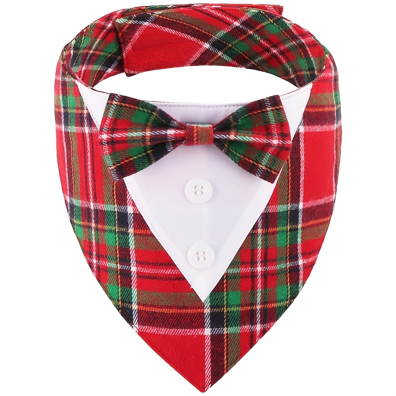 Plaid Bow Tie Pet Collar for Festivals and Special Occasions