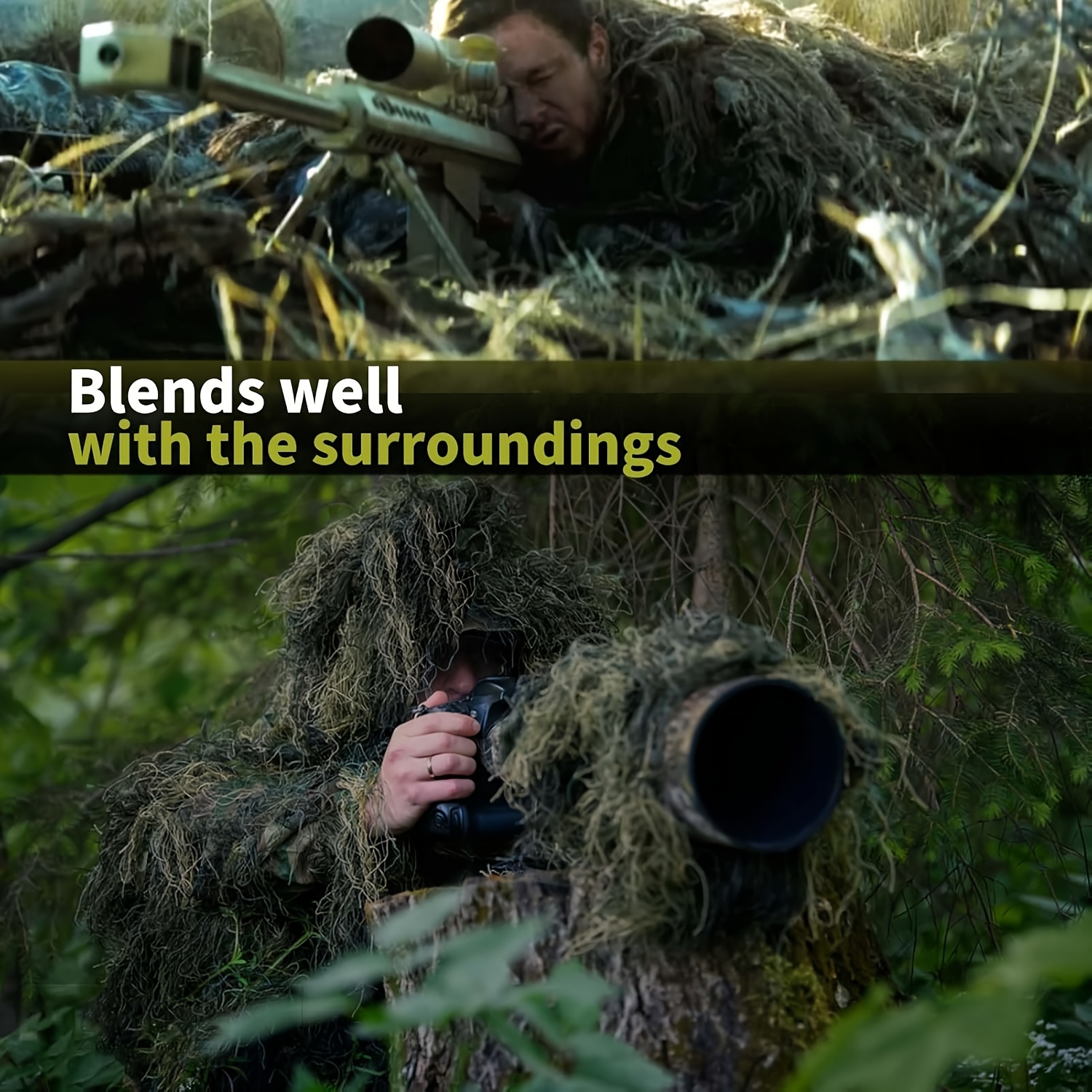 Ghillie Suit, 5 in 1 camouflage suit, outdoor lightweight camouflage suit, for jungle hunting, CS, bird watching, or Halloween.