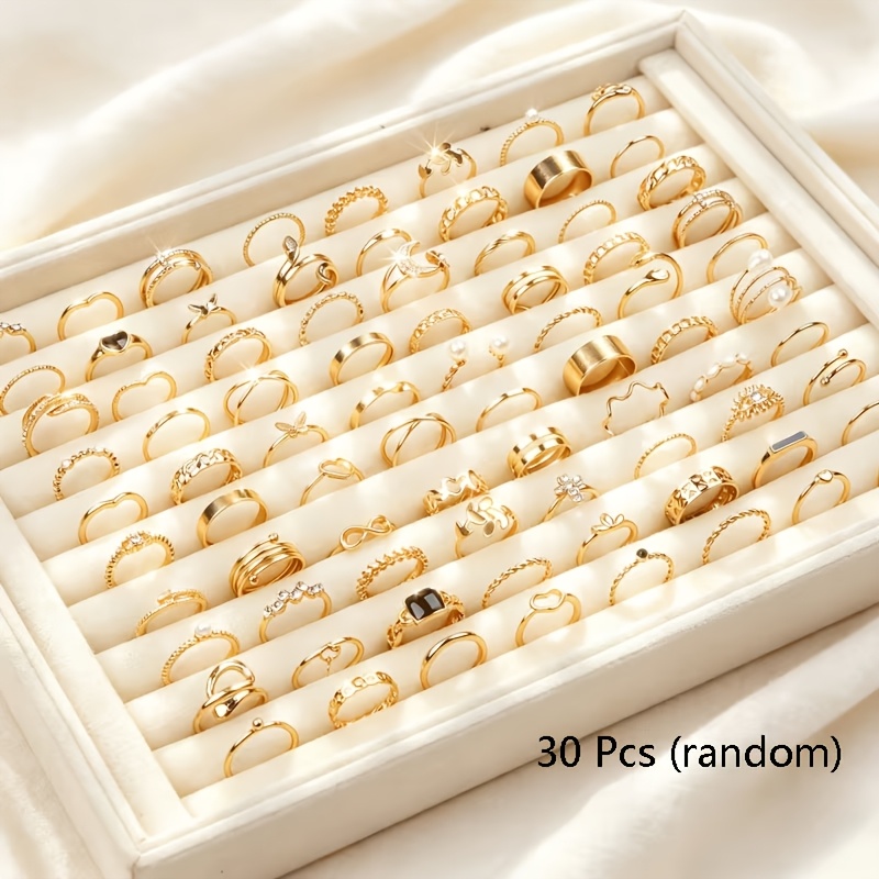 TEMU 30pcs Snake Rings, Elegant And Cute Mixed Styles Multi-piece Set, Finger Accessories For Parties And Daily Wear, Fashion Jewelry Gift, Random
