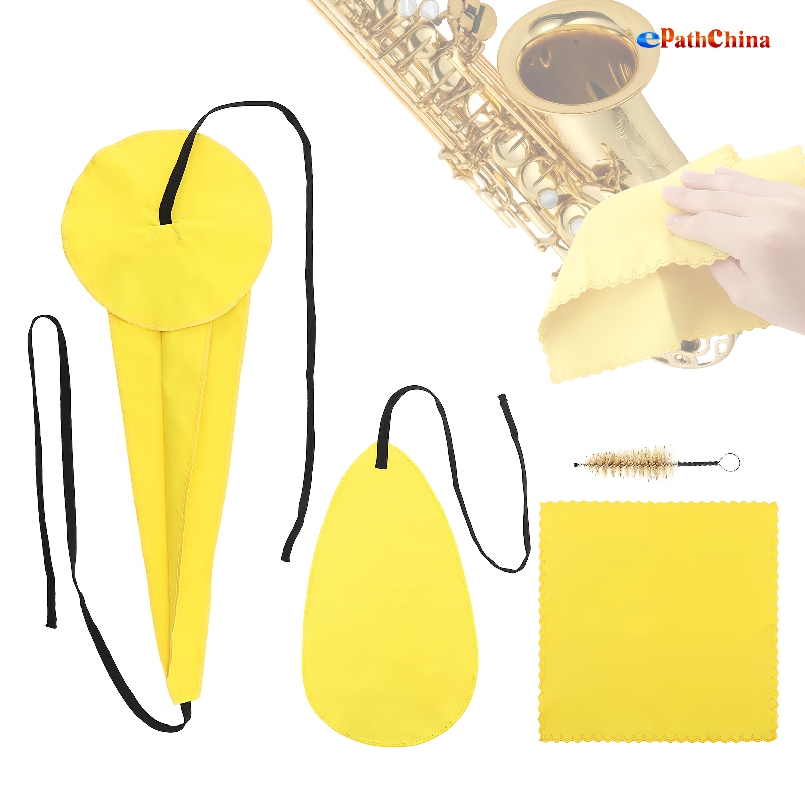 

4pcs Yellow Saxophone Cleaning Kit With Cloth, & Neck Cleaner