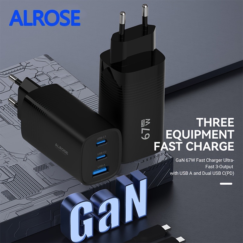 

67w Usb C Charger, 3- Gan Pd Charger, 67 Usb Supplywith 100w Charging Cable For Macbook Pro/air, Dell Xps, Laptop, Ipad Pro, S23, 20/10+, Iphone16/15/14/13/12 , , Etc