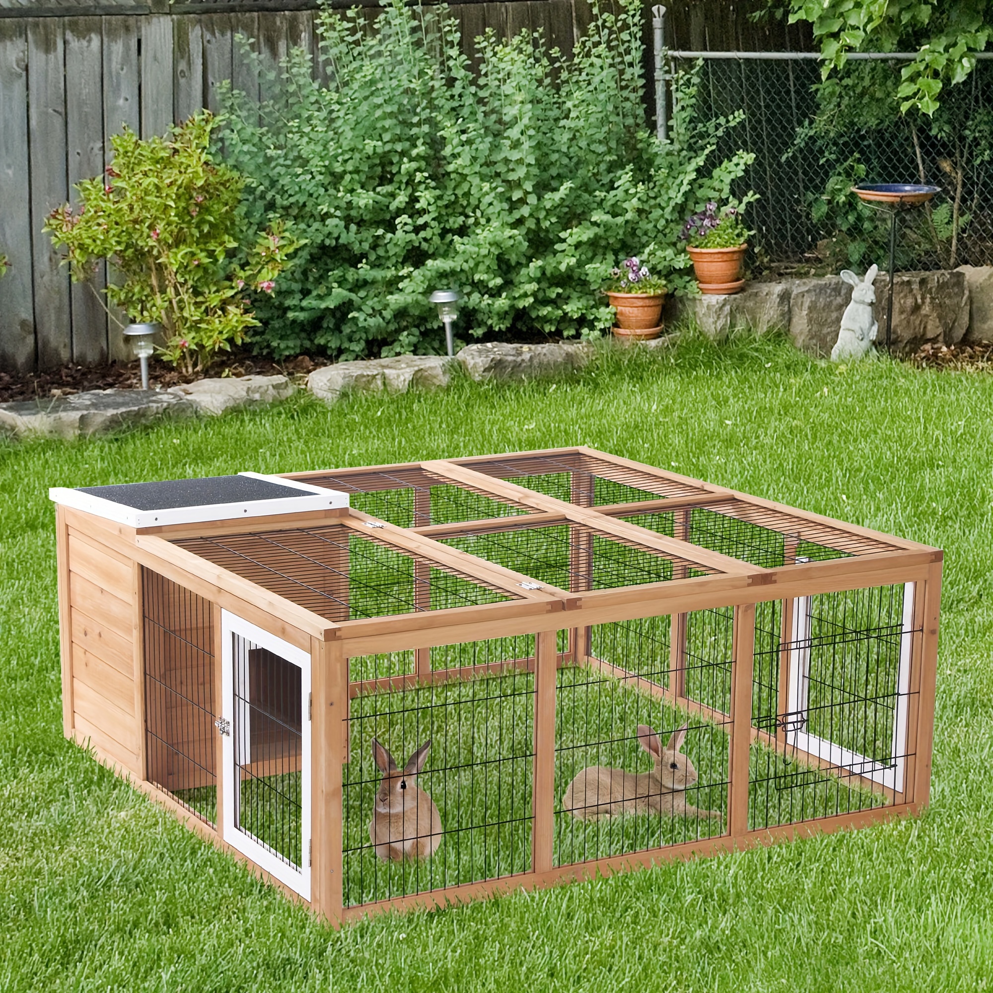 

Pawhut Rabbit Hutch Bunny Cage With Openable , Indoor Outdoor Waterproof Rabbit House, Guinea Pig Cage For Small Animals With 3 Ventilation Doors, Natural