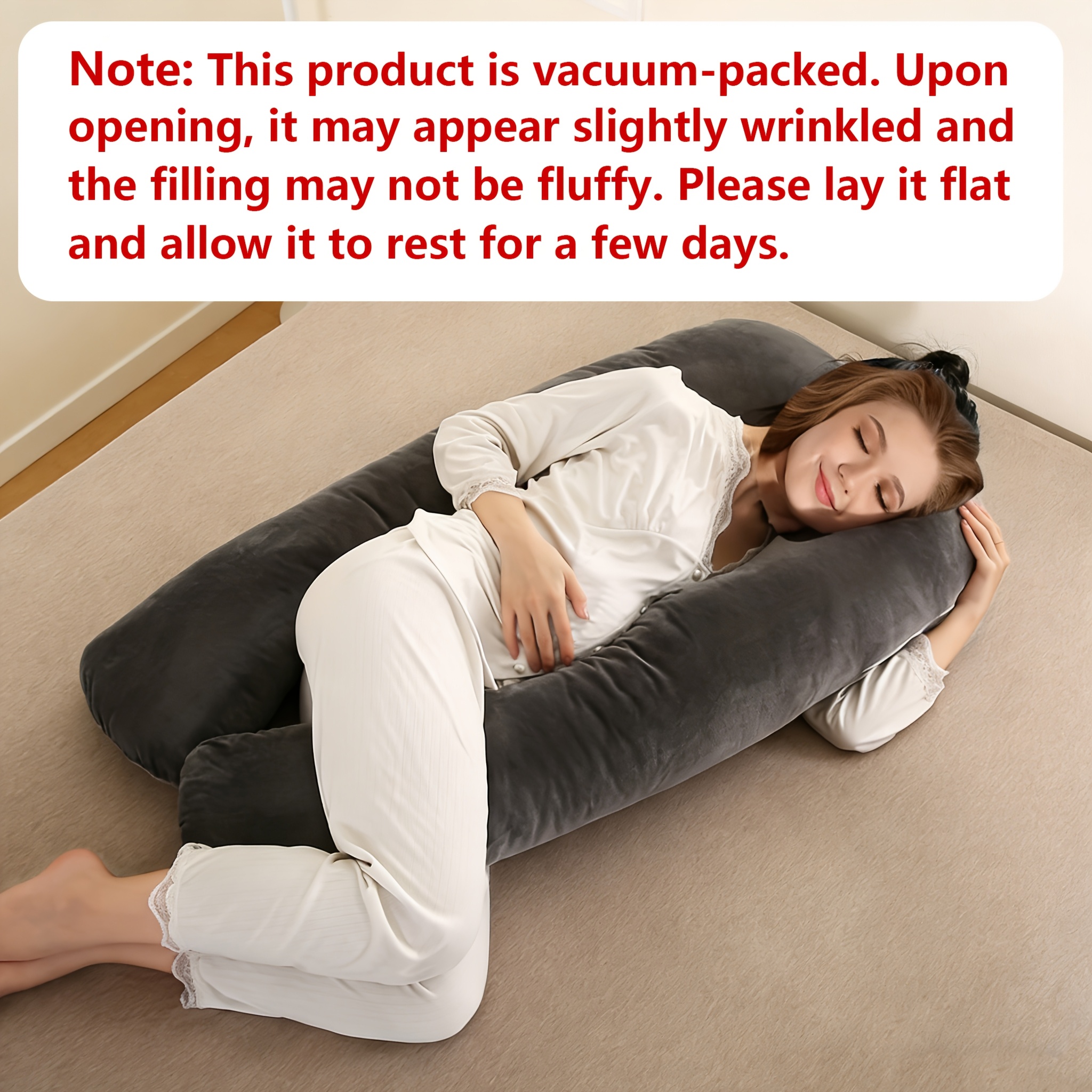 Side Sleeping Pillow with Cover, Ergonomic U-Shaped Design. Adjusts for Abdominal And Hip Support. Multi-Positioning Pillow Conforms to Your Natural Body Shape, Providing Comfortable Sleeping Positions for Back, Stomach, And Side Sleepers