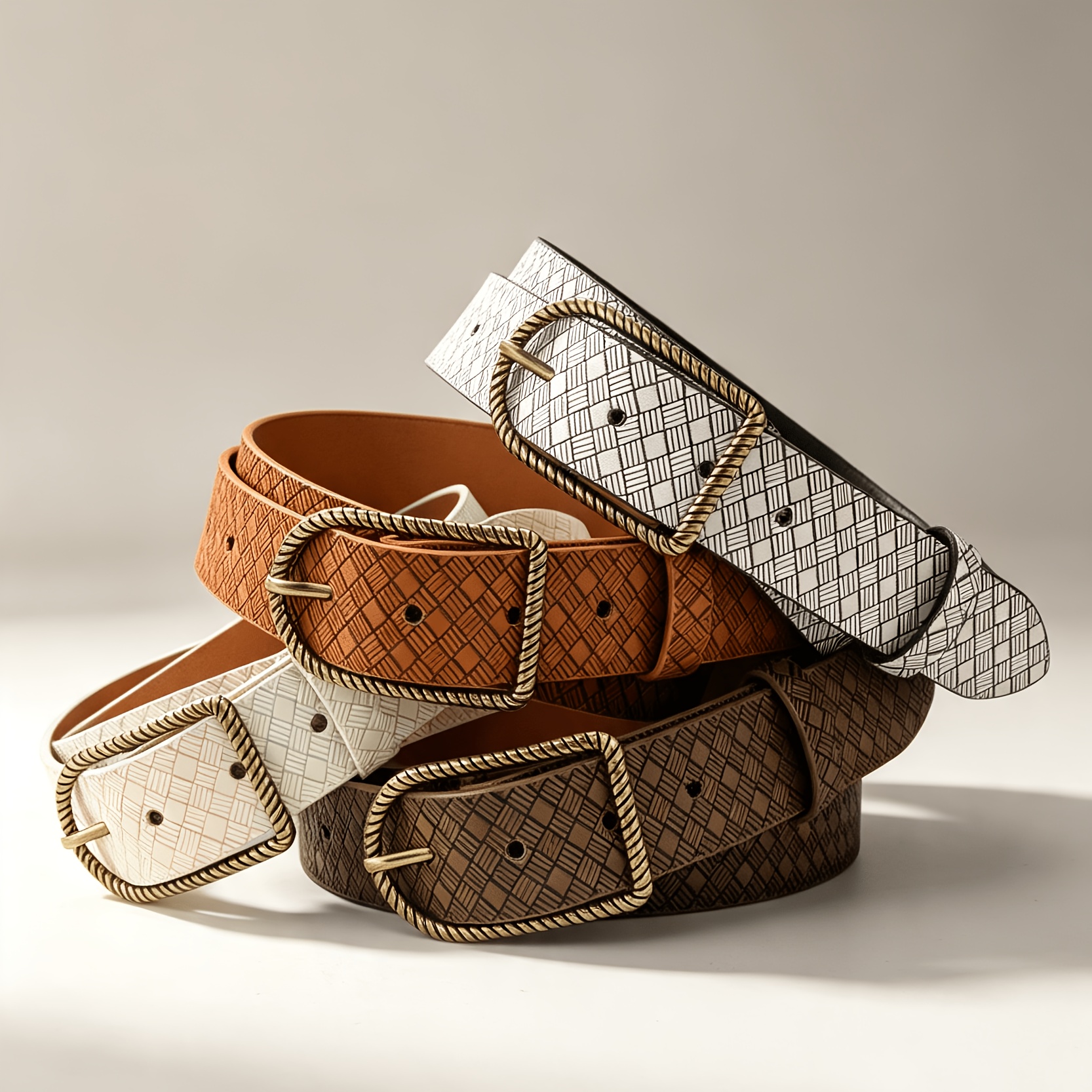 Fashionable Vintage Basic Versatile Embossed Patterned Women's Belt