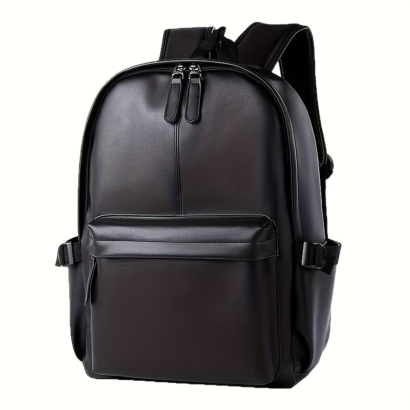 Simple Backpack, Pu Material, Men's Large Capacity Backpack, Trendy Casual Travel Business Laptop Bag School Bag