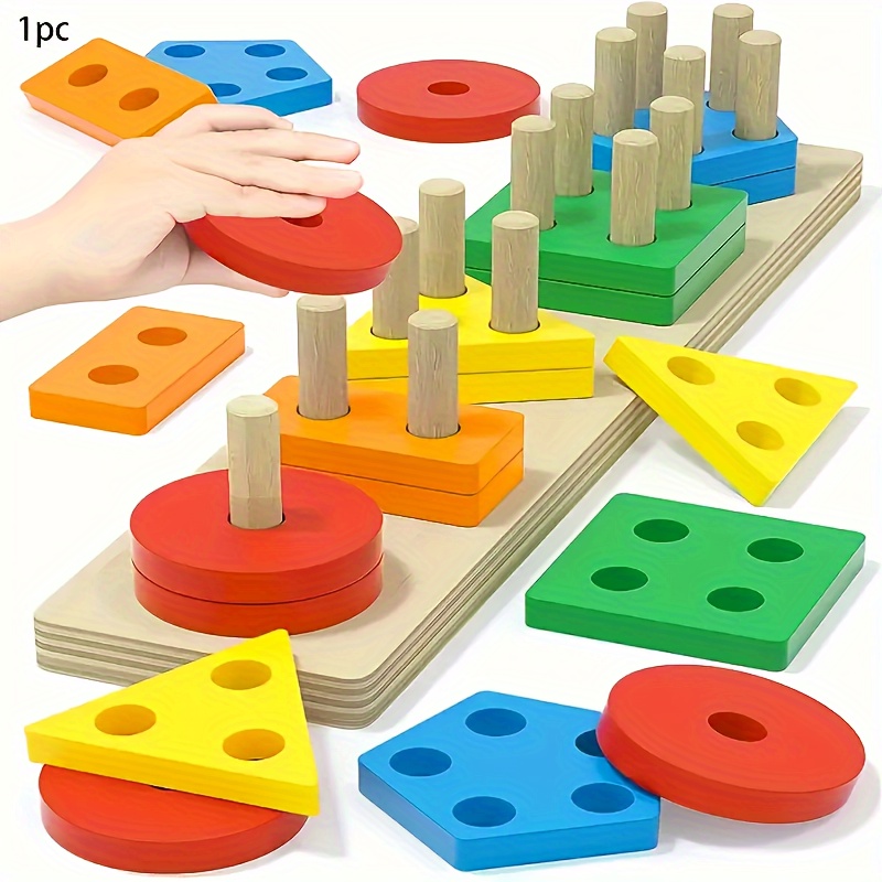 

Wooden Montessori Sorting And Stacking Toy, Enhance Color Recognition, A Perfect Holiday Gift