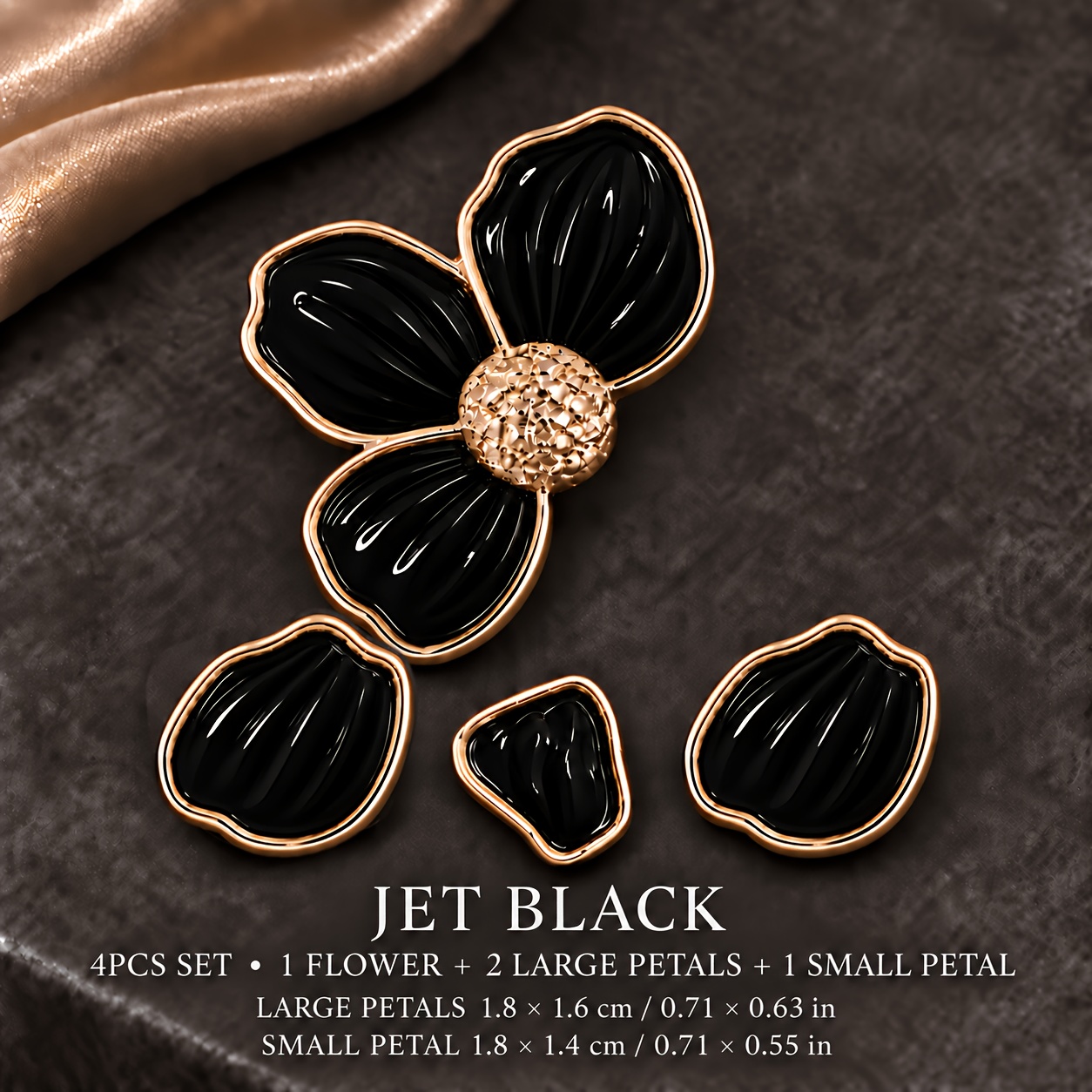 TEMU Set di bottoni a gambo a forma a tre petali, 4,5 cm/1,77 pollici e 1,8 cm/0,71 pollici, perla/ jet , bottoni decorativi sostitutivi per camicie,