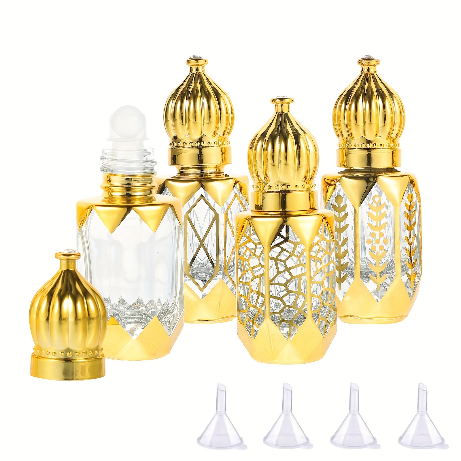 

4pcs Arabic Bottles 6ml - Refillable Oil & , Vials Funnels