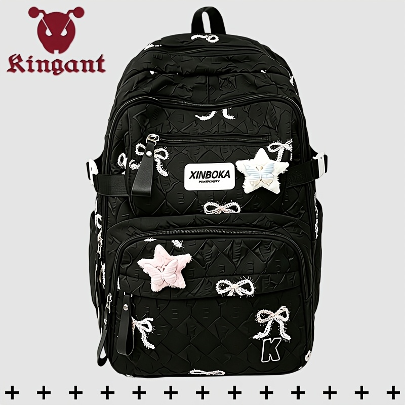 TEMU [Mochila para mujer] Mochila de nailon antirrobo de estilo preppy con múltiples compartimentos, bolsa para portátil que se a portátiles de 15.6