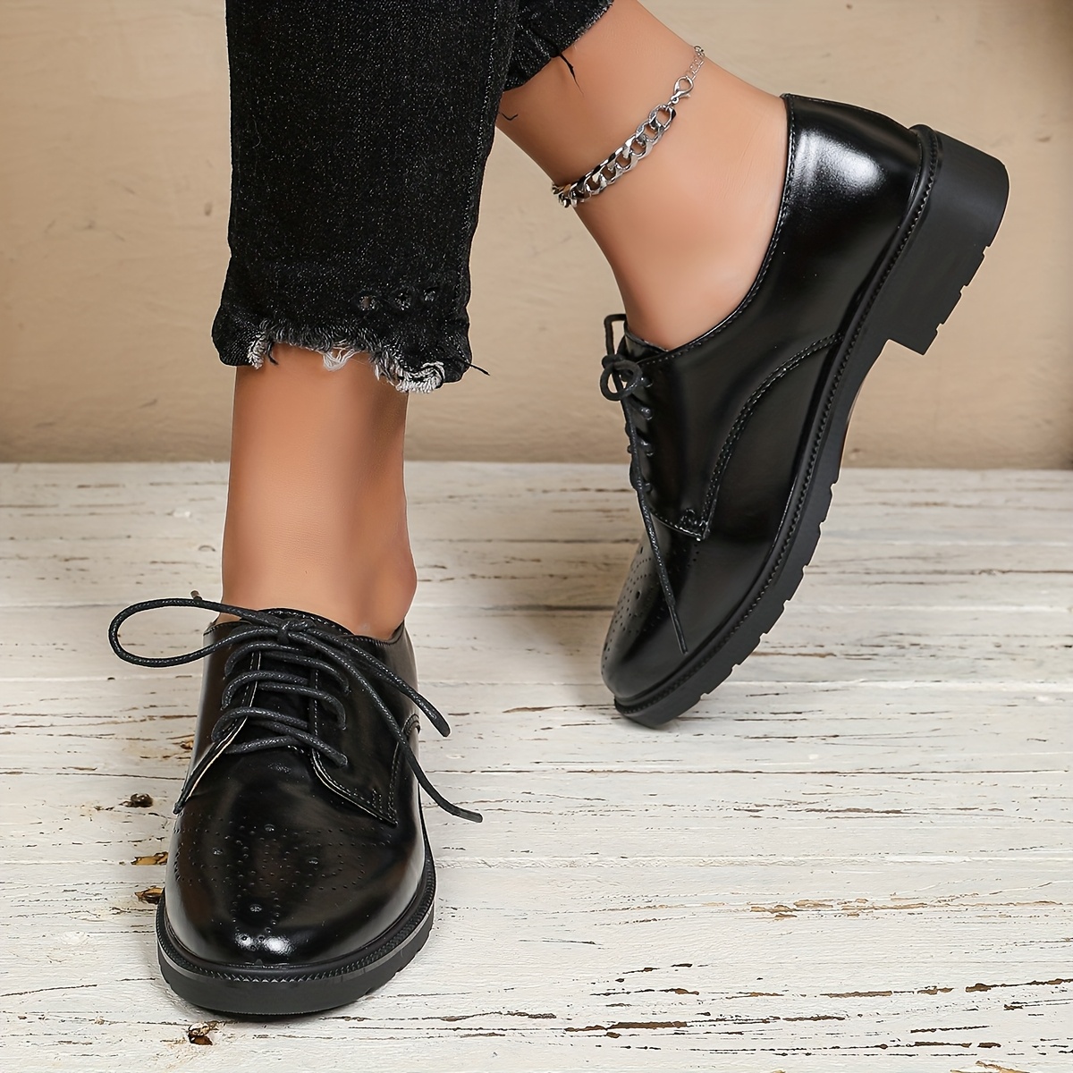 Black Oxford Shoes Women's Outfit Women's Oxford Shoes Temu