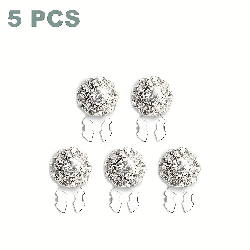 Set Of 5 Rhinestone Button Covers Designed For Women, Featuring Crystal Embellishments. Detachable Clip-on Button Covers Add A To Clothing, Including Dress Suits And Tuxedos