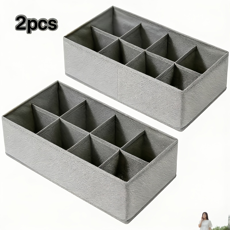 TEMU 2pcs Folding Storage Box 8 Drawers, Canvas Material, Brushed Surface, Very Suitable For Underwear And Socks Organization, Wardrobe Drawers,