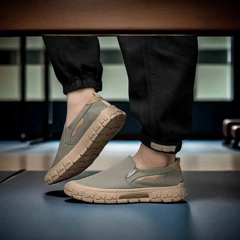 mens slip on canvas loafers fashion minimalist outdoor shoes for walking training and casual wear lightweight non slip abrasion resistant pvc sole with comfortable fabric inner solid color footwear details 3