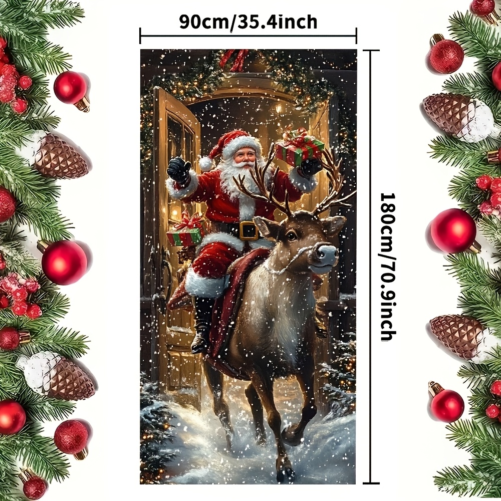 TEMU 2D Flat, 2D Flat - 2D Türbanner 2D Flat, 2D Flat - 2D Türbanner 2D Flat Banner ., Frohe Weihnachten Türbehang, (35.4 Inches X Inches 90 Cm X 180