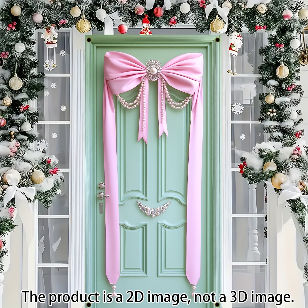 

2d 1pc Winter Decoration Bow Pattern Door For Indoor/ Outdoor Use, Contemporary Style, Ideal For Home & Party Decor