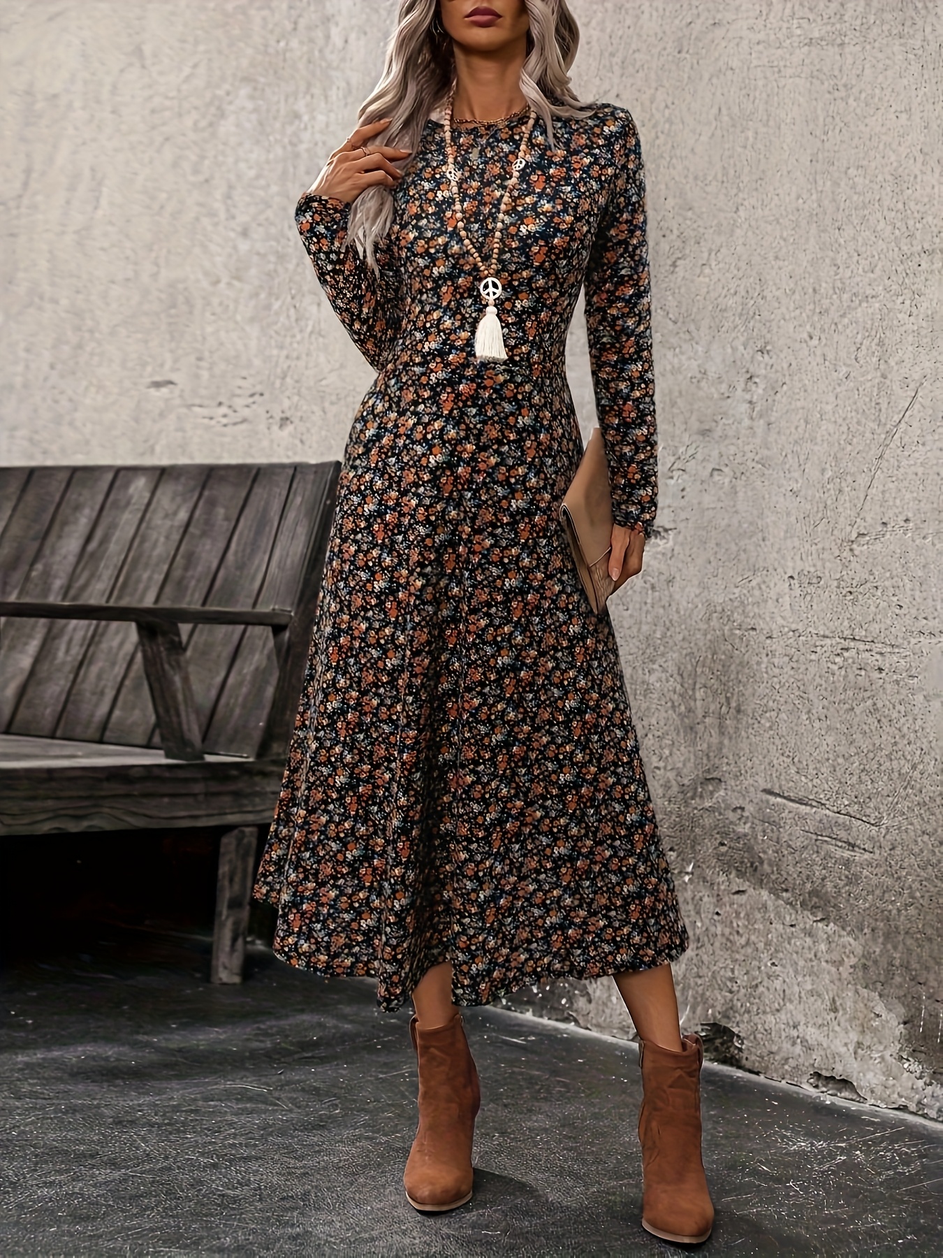 womens elegant floral maxi dress flared a line long gown non - Temu Qatar