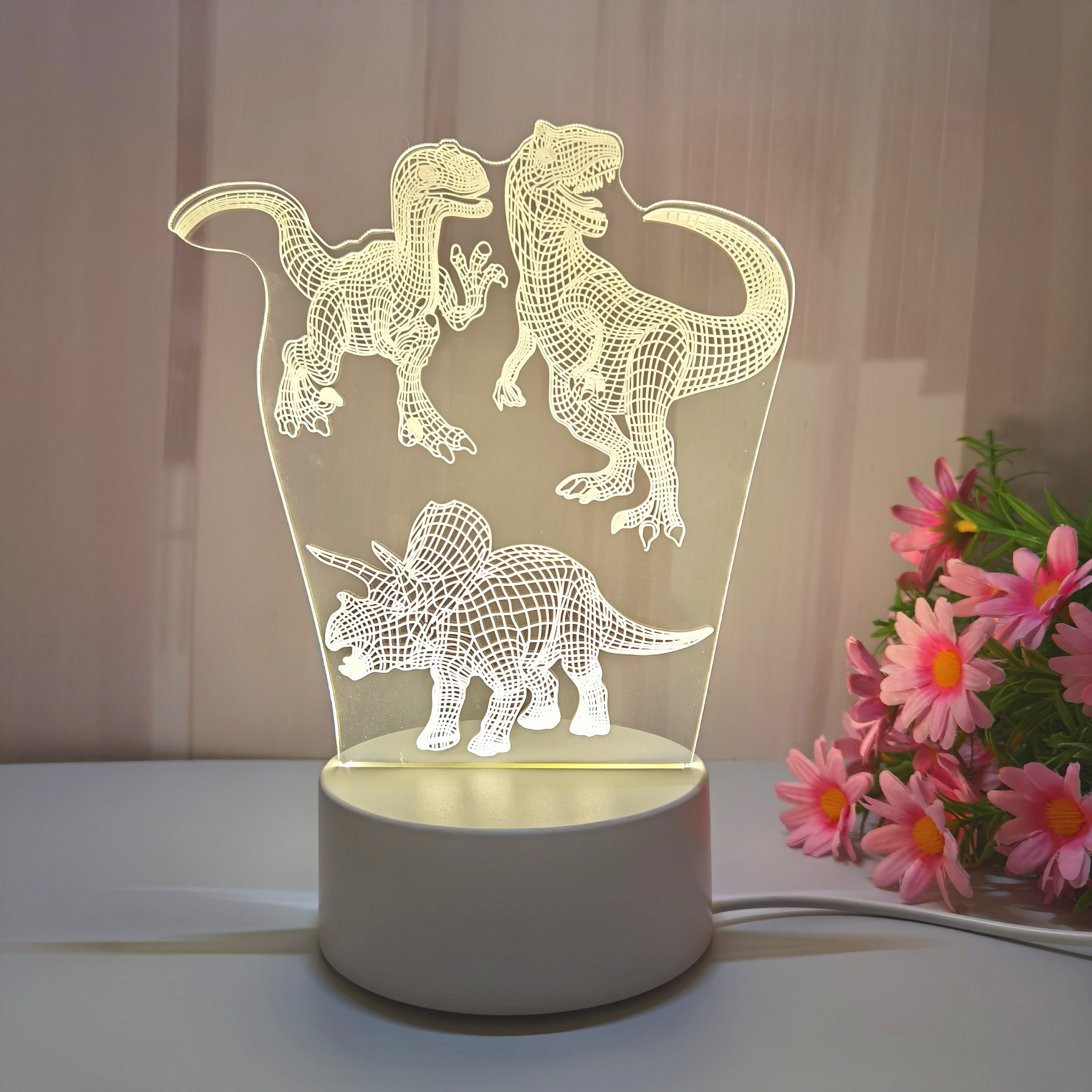 

1pc Creative 3d Night Light, Dinosaur Collection, Usb Atmosphere Lamp, Colorful Night Light, Touch Remote Control To Send Family And Friends Holiday Gifts.