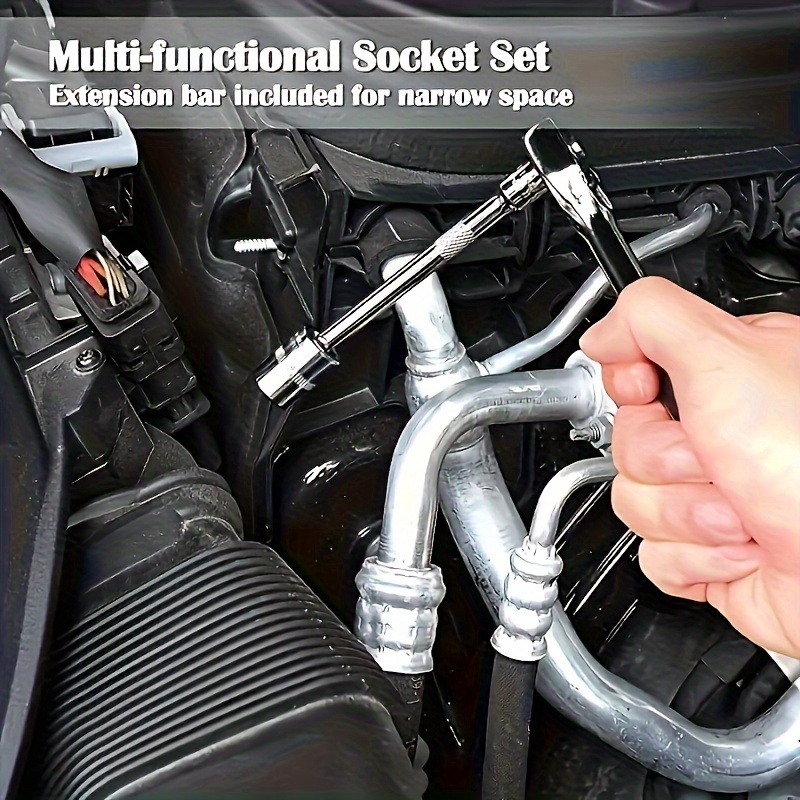 46pc ratchet wrench with socket metric and extension rod suitable for car repair and engineering kit storage box details 7
