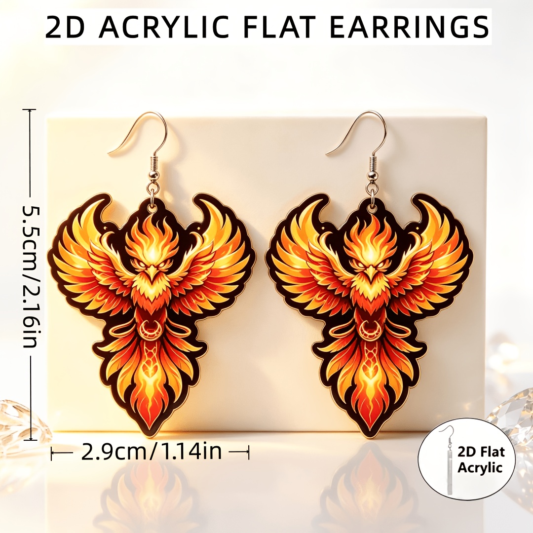 Women's Phoenix Bird Pattern Acrylic Dangle Earrings