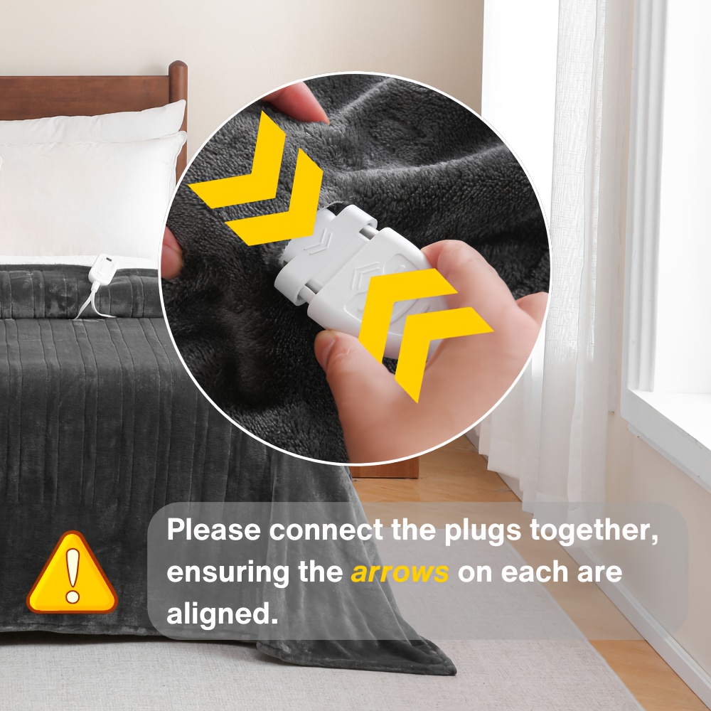 Extra Large Flannel And Electric Blanket With Time And Temperature Control, 10 Hour Auto-Off, 8 Temperature Levels, Queen/King Two Controllers, Throw/Twin/Full With 1 Controller, Machine Washable, PTC+NTC Overheat Protection 11 Extra Large Flannel And Electric Blanket With Time And Temperature Control, 10 Hour Auto-Off, 8 Temperature Levels, Queen/King Two Controllers, Throw/Twin/Full With 1 Controller, Machine Washable, PTC+NTC Overheat Protection - Image 11