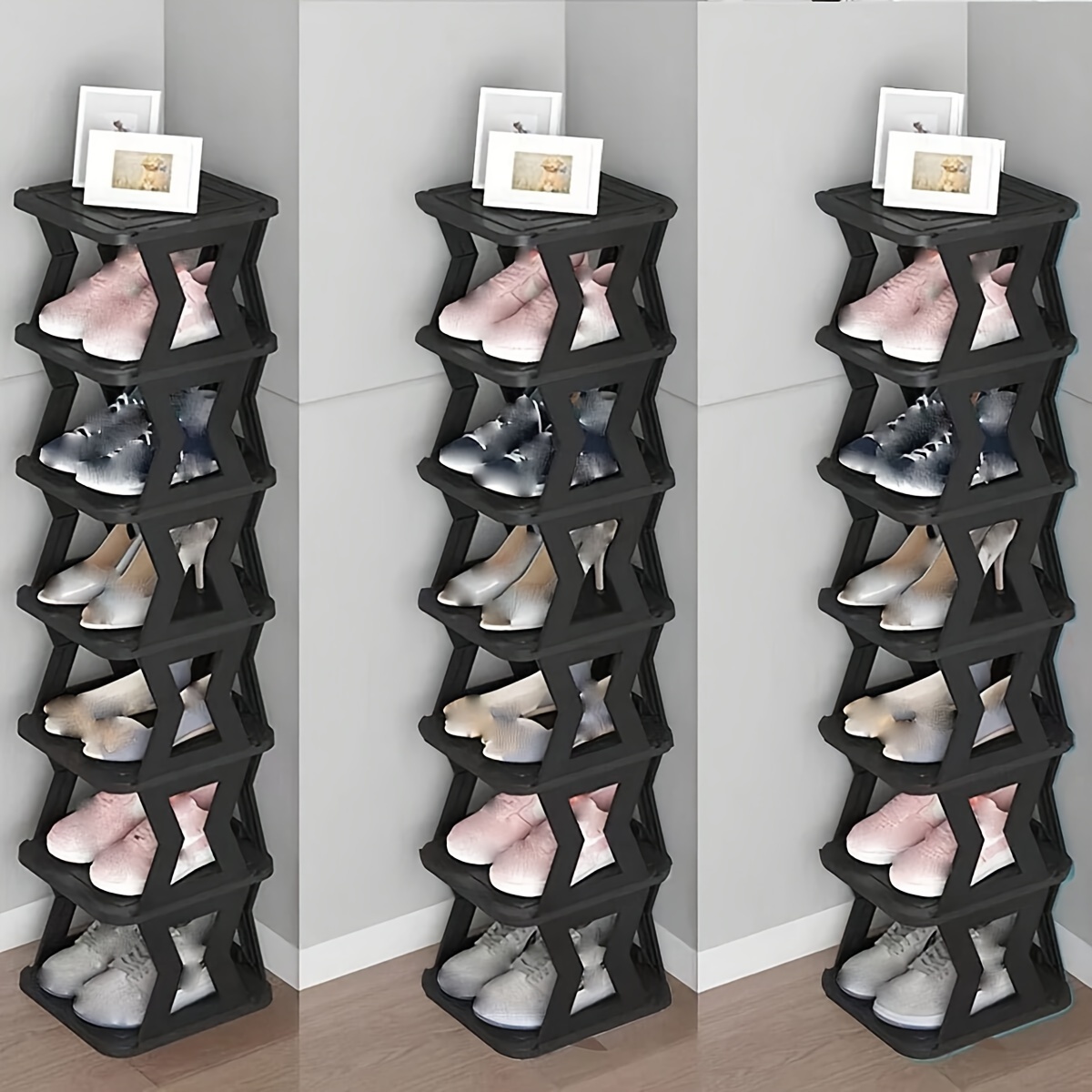 

-saving, Small Footprint, Dust-proof, Sturdy And Shoe Rack With Multiple Narrow Vertical Slots That Folded And Disassembled, Suitable For Home, Dormitory, Or Rental House Shoe Storage.