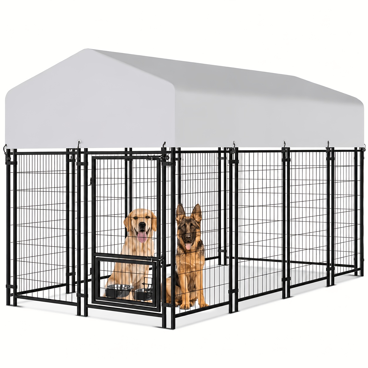 Towalker 8x4x5ft Outdoor Dog Enclosure For Large Breeds, Heavy-duty Welded Wire Playpen For Outdoor Use, Recently Security Door Lock And /uv-resistant Roof Cover