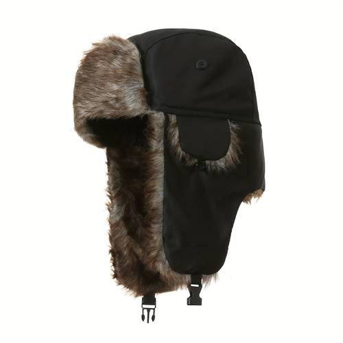 gorro de invierno - gorro de punto con orejeras para esquí y snowboard en climas extremadamente fríos, diseño con broche, y unisex para senderismo, camping y actividades al aire libre () /equipo de esquí/protección contra el frío