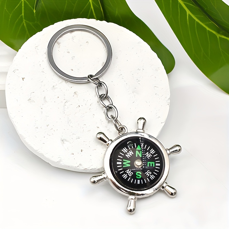 1pc Nautical Compass Keychain Alloy Iron, Round Pendant with  Directional Needle, Ideal for *'S Commuting Outdoor Activities,  Thanksgiving