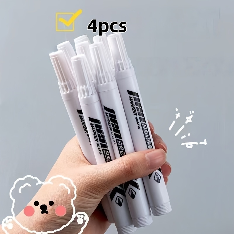 E-shop Weißer Marker mit nicht auslaufender, ölbasierter Tinte - Mittlere Spitze geeignet für Kunststoff/Glas/Metall - Ungiftige Marker für