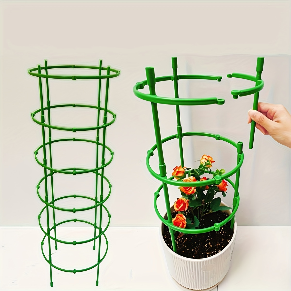 

1/30/60pcs, (3 Layers), Flower Pots Stackable Plant Stand, Plant Support Ring, Garden Flower Support Potted Plant Support Stakes