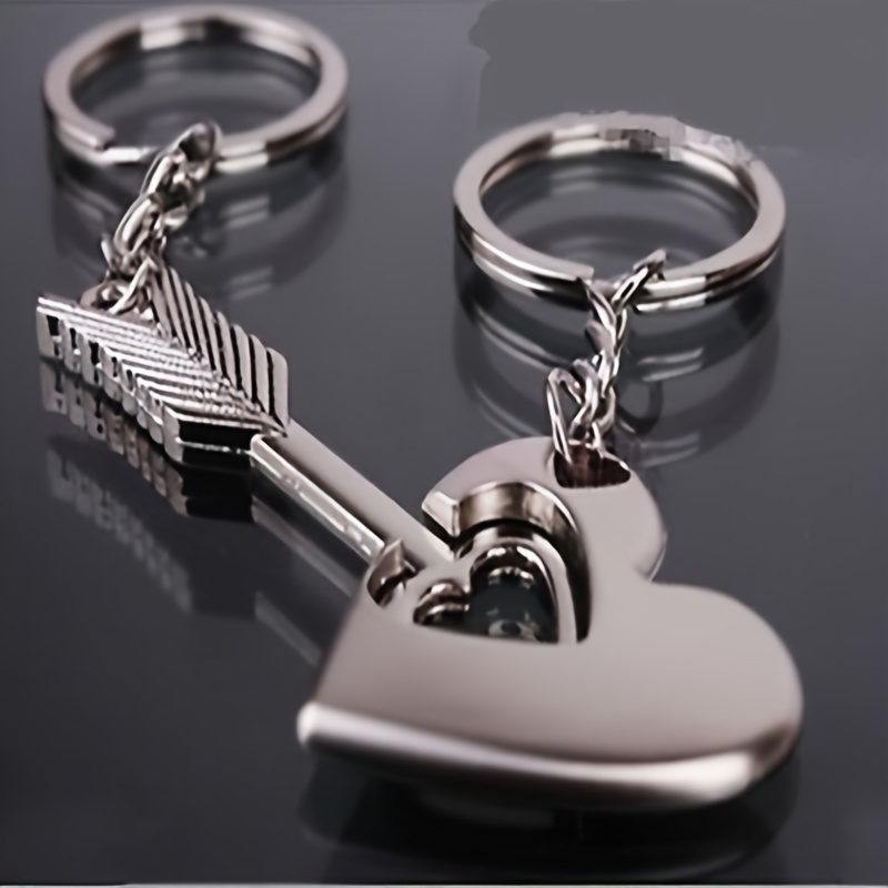 

1 Pair Fashion Heart Arrow Key Ring Romantic Couples Keychain Lover Gift