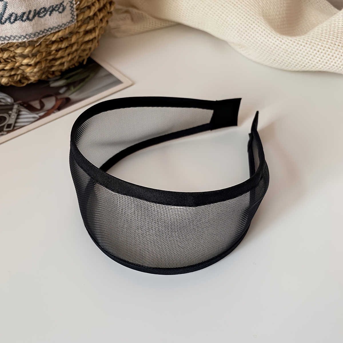 TEMU 1pc Ladies Fashion Mesh Headband, High-end Light Luxury Wide Brim Hair Hoop, Versatile Breathable Fashionable Commuting Headband Hair Accessory