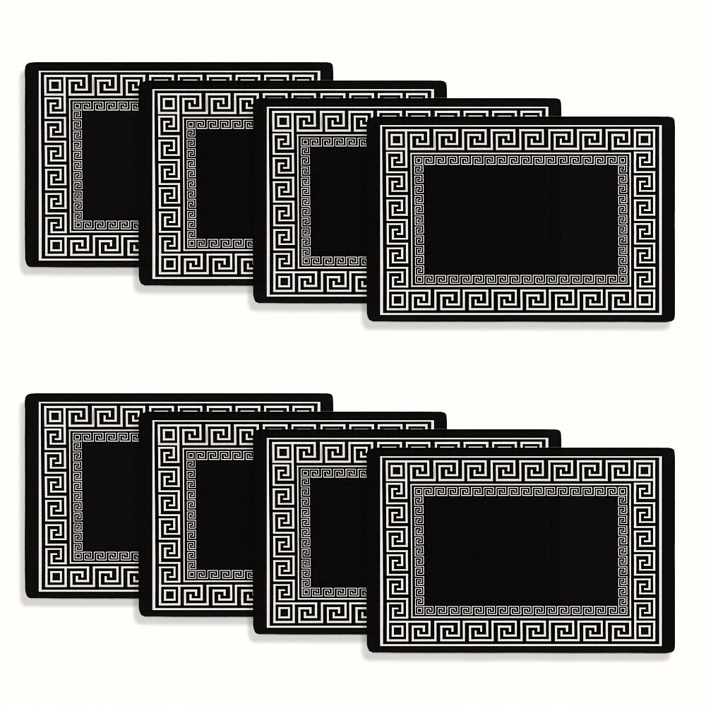 TEMU 2/4/6/8pcs Set - Elegant And Simple Solid Black Placemats With Minimalist Chinese Design - Suitable For Holiday Banquets And , Dining Room,