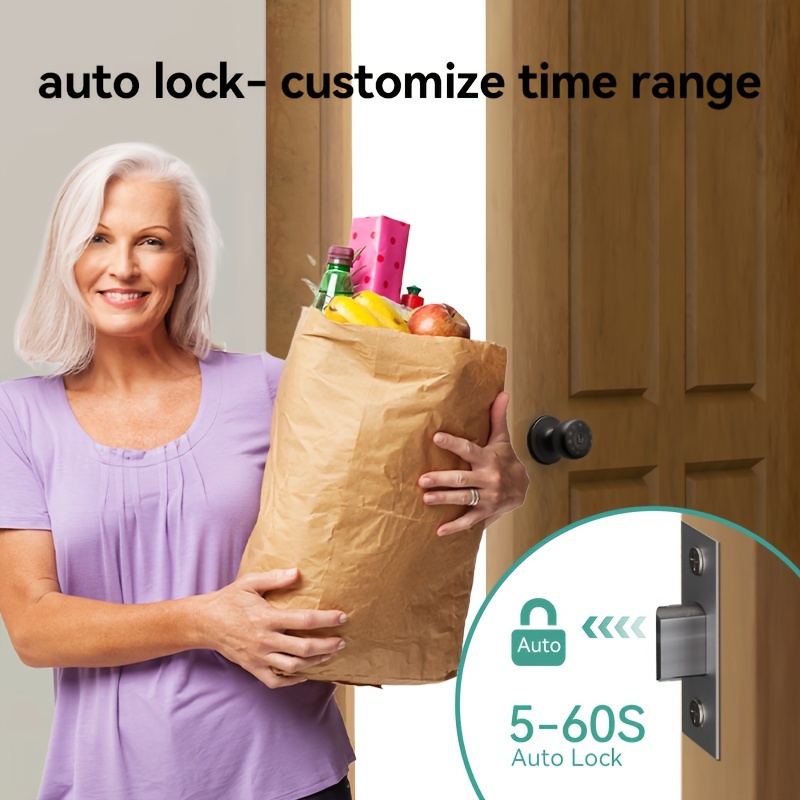 smart door lock handle with voice announcement wireless 4 in 1 keyless entry lock fingerprint keypad temporary codes emergency access   design for homes apartments offices garages   fit door locks for home details 6