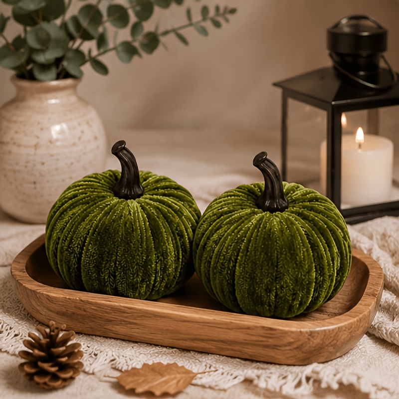 Green Pumpkin Mini Ornaments - 2-pack, Festive Halloween Atmosphere Decor, Ideal Gift For Halloween, Christmas, And Easter, This Year's Trendy Present
