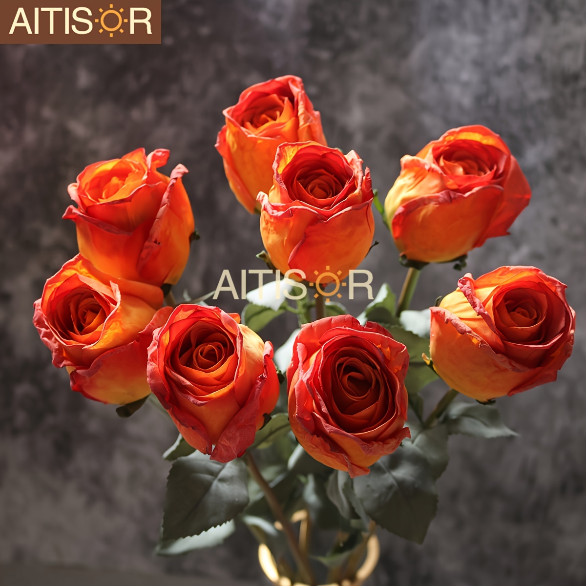 

5pcs, Elegant Lifelike Roses, 22.8in Artificial Burnt Romantic Floral Centerpiece For Wedding Dating Anniversary Party Living Room Dining Table Home Decor (without Vase)