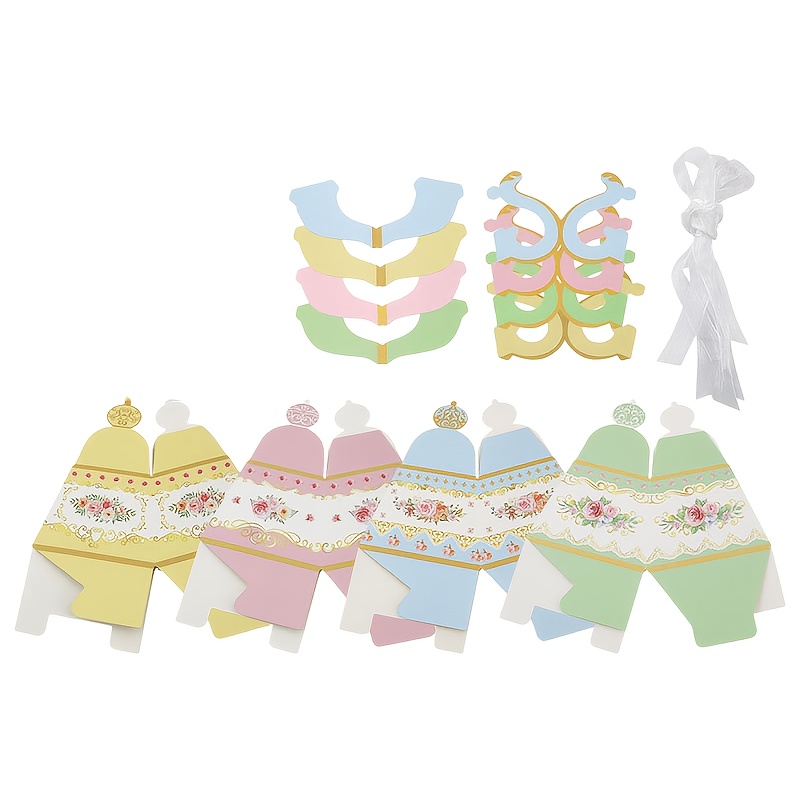 TEMU Set da 16 pezzi regalo /lui: 4 corpi di teiera + 4 beccucci di teiera + 4 manici di teiera + 4 nastri. Scatola regalo di carta a forma di teiera